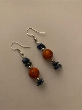Good Vibes Only Orange and Blue Beaded Dangle Earrings!
